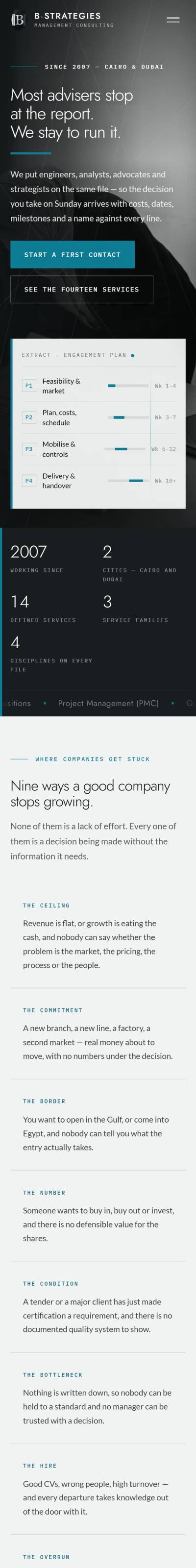 B-Strategies — استشارات هندسية — موقع شركة من تصميم Webdazzle