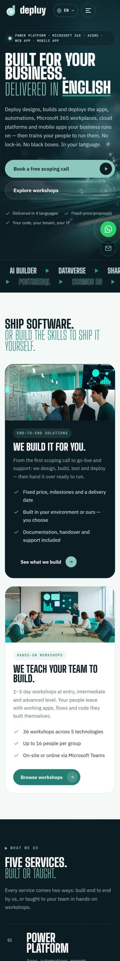 Depluy — وكالة رقمية (٤ لغات) — موقع شركة من تصميم Webdazzle